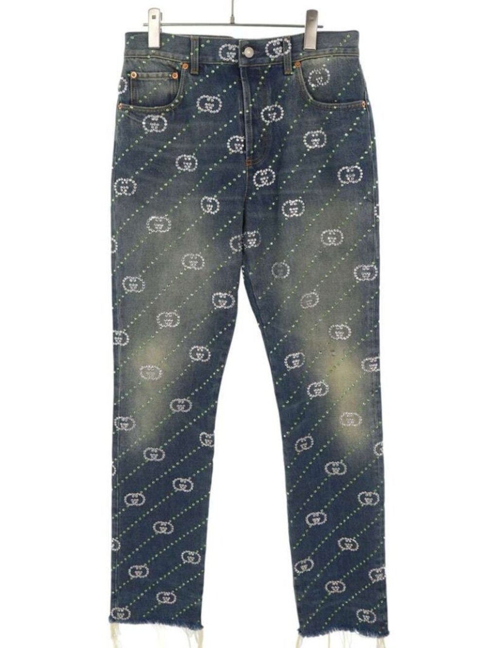 Gucci Crystal GG All Over Print Denim Pants 32
